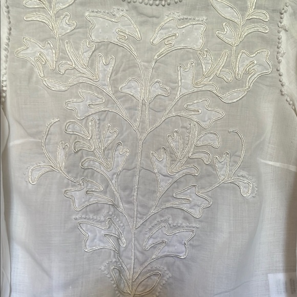 Elegant White Embroidered Women's Top Maryana Veronica beard 100 ramie - Picture 4 of 12